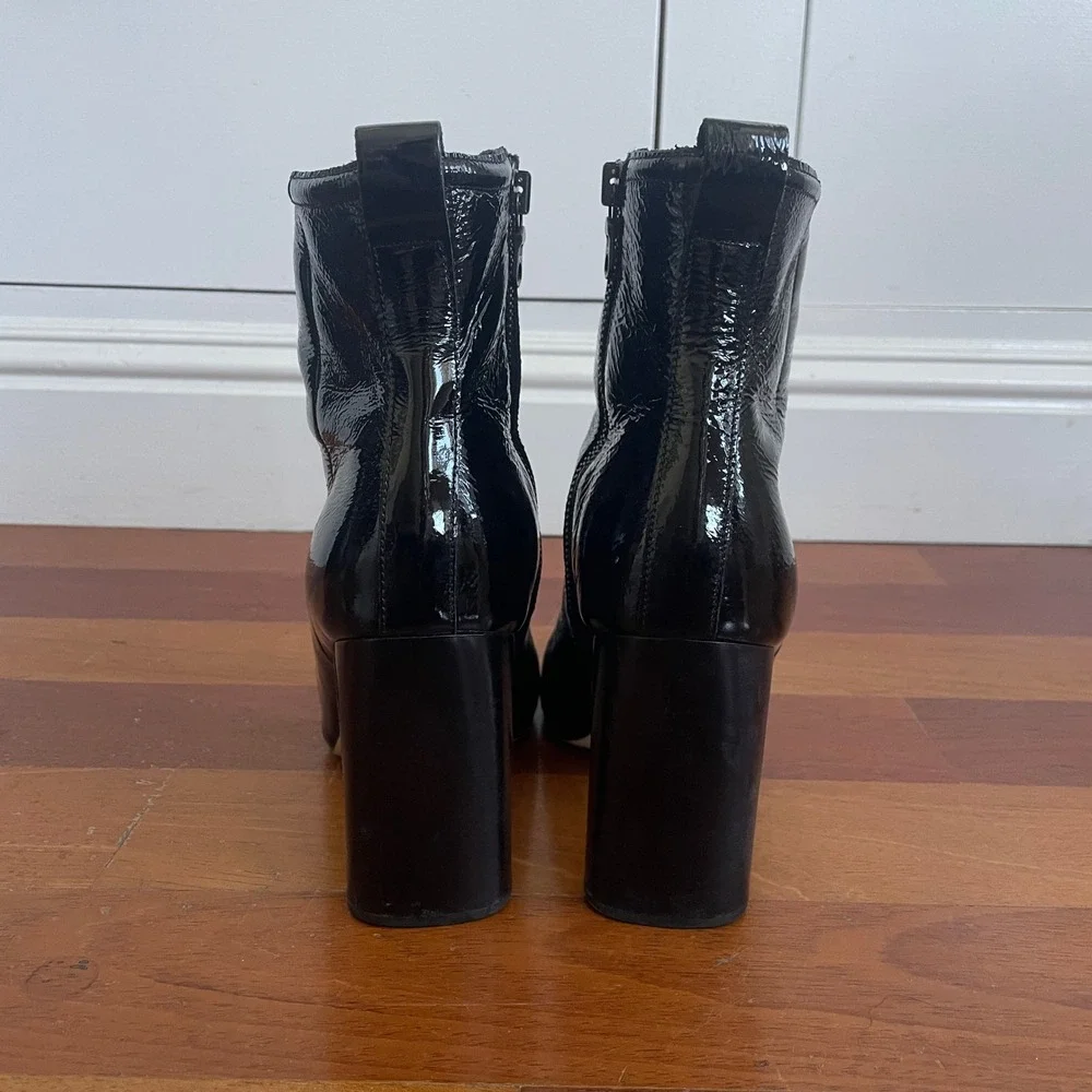 Rag & Bone Women's Ellis Patent Leather Ankle Boots  Square Toe Black Size 37 - Picture 6 of 16